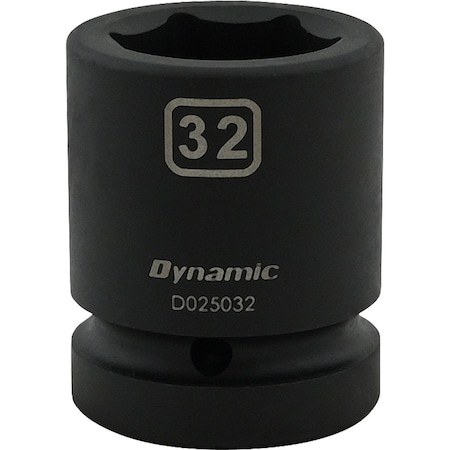 Dynamic 1" Drive Standard Socket, Black Phosphate, Tools 32MM X 1" Drive, 6 Point Standard Length D025032